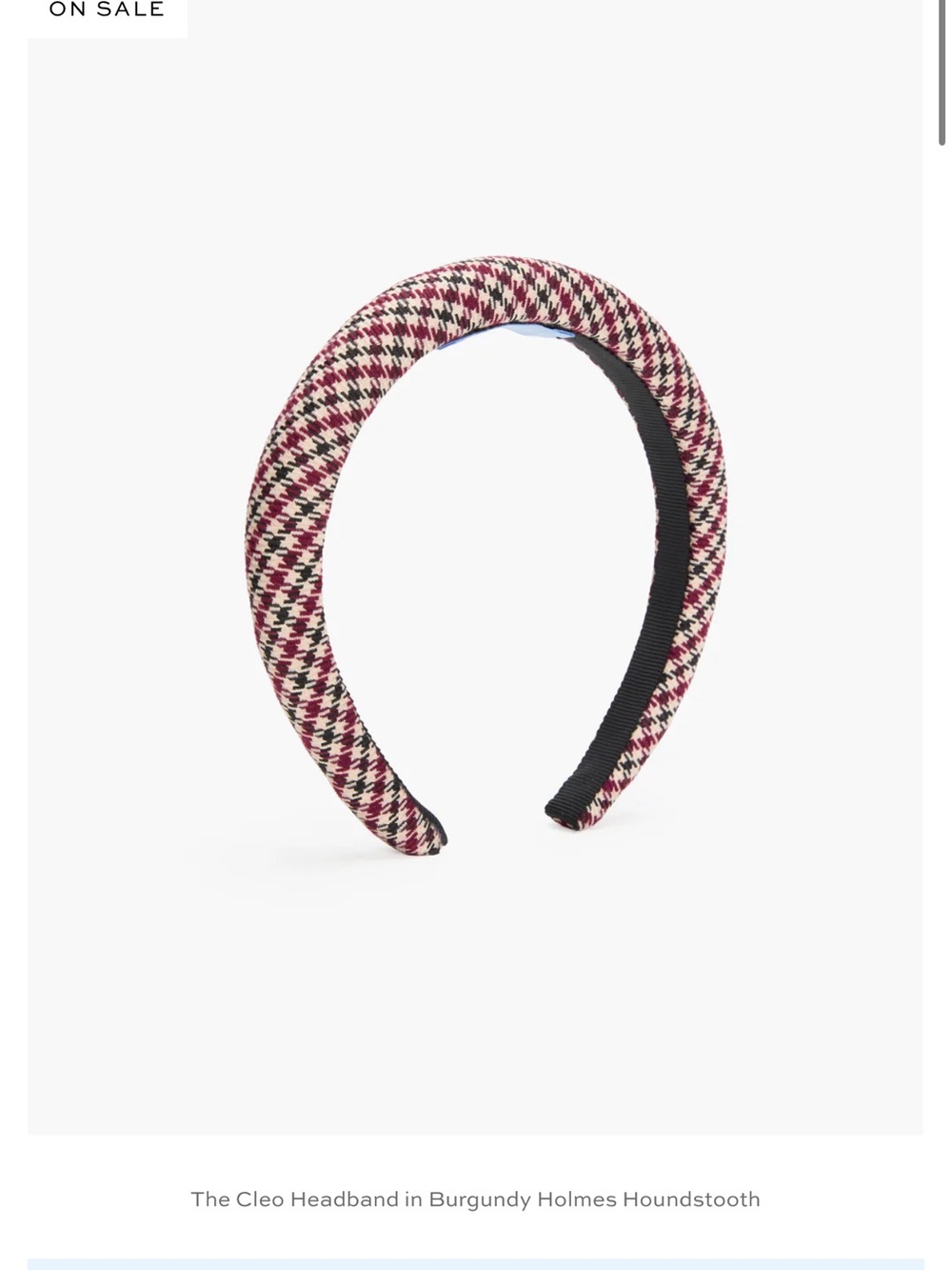Hill House Cleo Headband in Burgundy Houndstooth